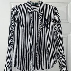Striped polo button up